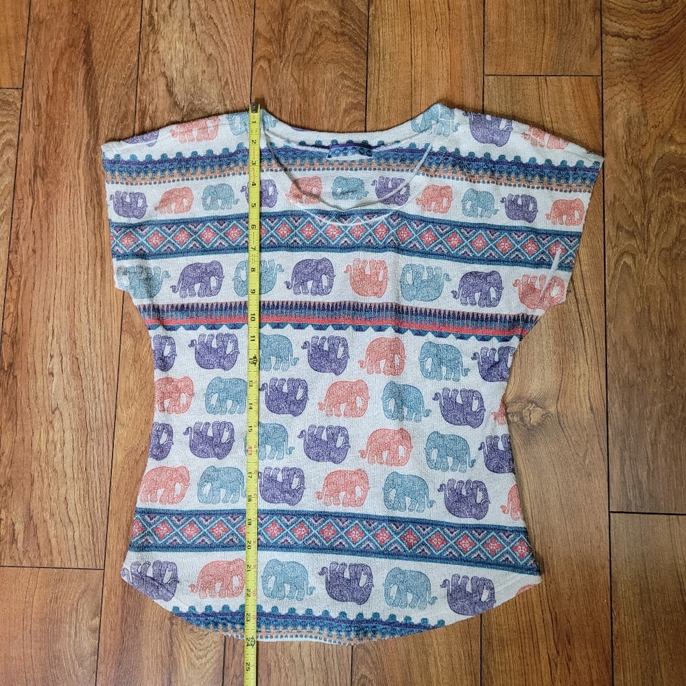 Glaze brand colorful elephant short sleeve shirt - Picture 3 of 6